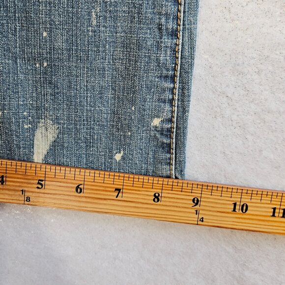Hint Jeans Women Sz 1 Blue Boot Cut Bleach Splatter Look Y2K Festival Hippie New - Picture 12 of 16